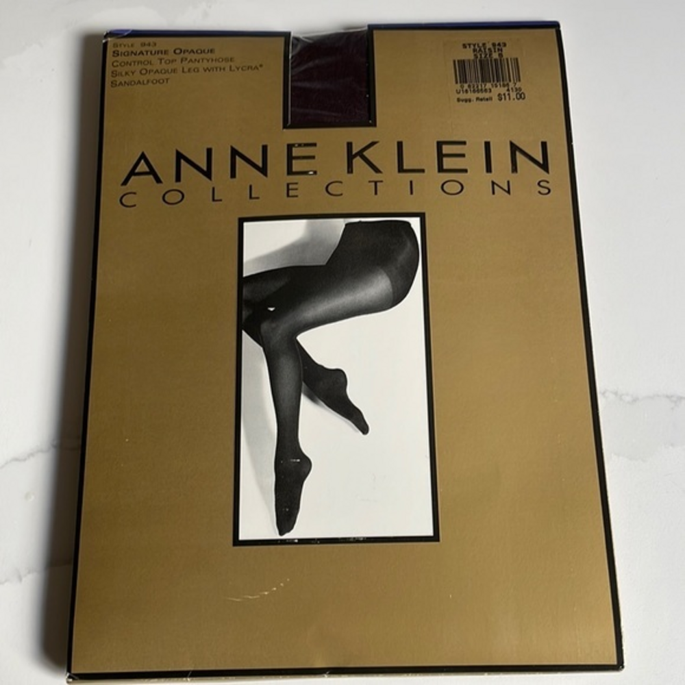 Anne Klein‎ Signature Opaque Control Top Pantyhose Raisin Size B NWT